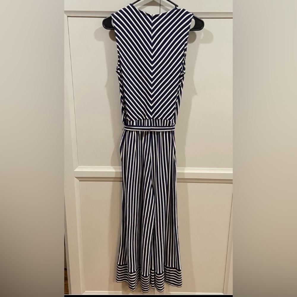 Beige by ECI Navy and white striped sleeveless jumpsuit romper wide leg Sz small - Picture 5 of 5